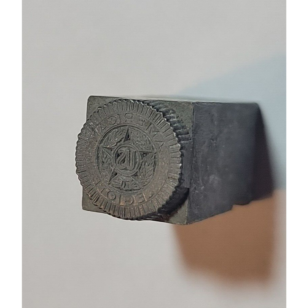 American Legion US Vintage Printing Letterpress Printers Block 1/2" diameter